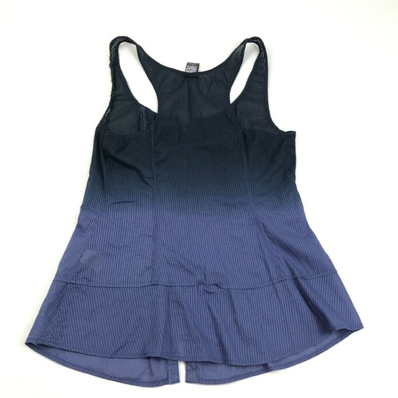 Free People Womens Tank Top Full Zip Blue Striped Cotton Sleeveless Shirt Size 6 - Picture 10 of 12